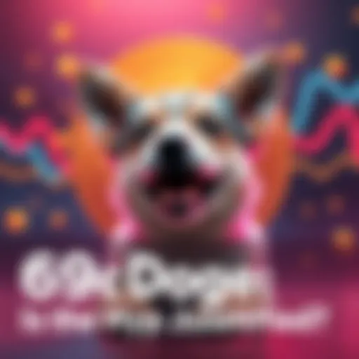 A graphic showing a playful dog with a cryptocurrency coin backdrop, symbolizing the excitement around the 69c Doge trend.
