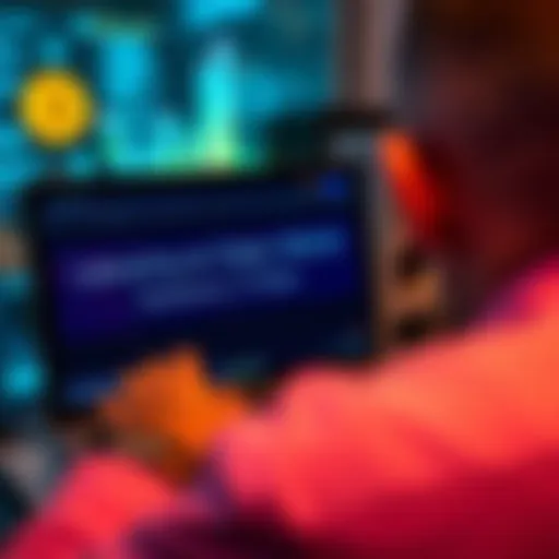 A person looking at a computer screen showing a cryptocurrency wallet with 12 random words and a message indicating it is empty.