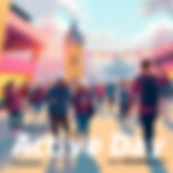 People participating in an active day event, taking photos and enjoying activities outdoors
