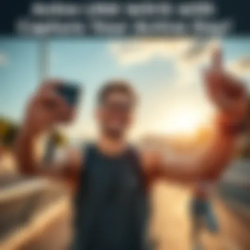 A person enjoying an outdoor workout, taking a selfie to capture their active day.