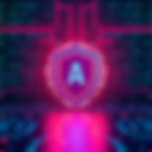 An illustration of an AI tool protecting against address poisoning attacks, featuring a shield symbol and binary code in the background.