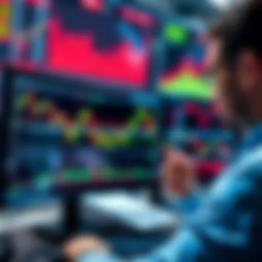 A trader examining graphs and RSI indicators on a computer screen to identify token dips and bottoms in the market.