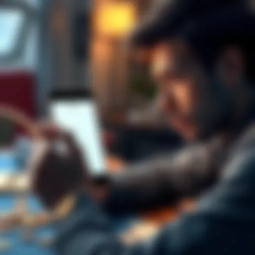 A person looking frustrated while staring at their smartphone, showing a blank screen with no bonus notifications. Background includes a table with scattered coins and a notepad.