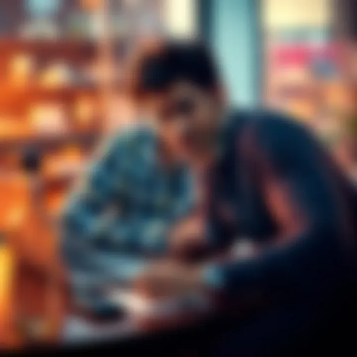 A person using a laptop and looking concerned while checking transaction details, with a phone and notepad nearby for taking notes.