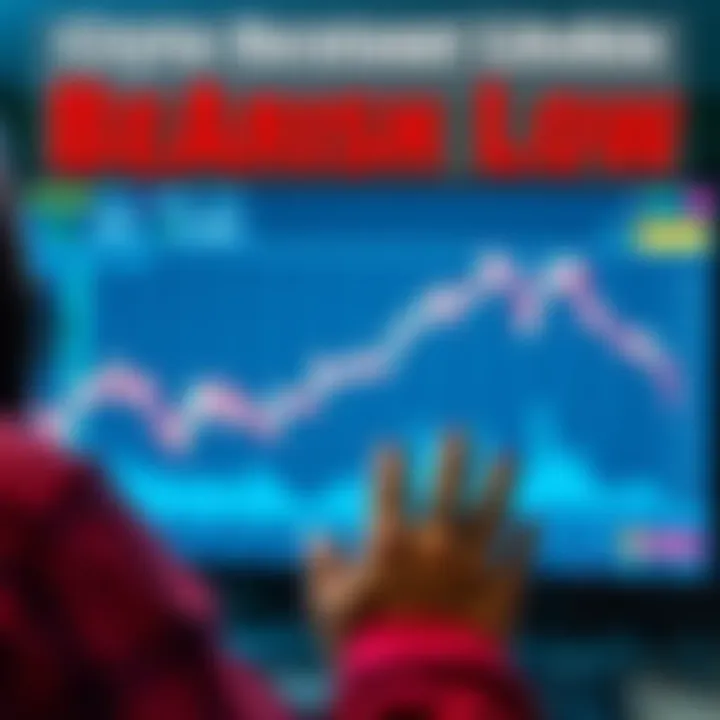 A person looking at a declining cryptocurrency chart on a screen with concerned expressions.