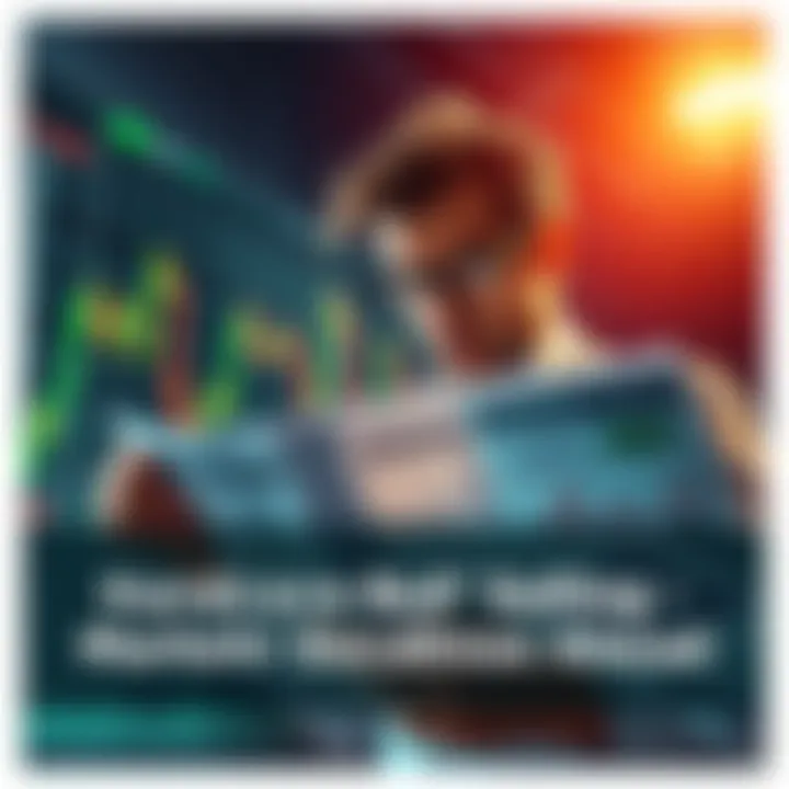 A stock market graph showing a sharp decline, with a person looking worried while holding a financial report, symbolizing investor uncertainty