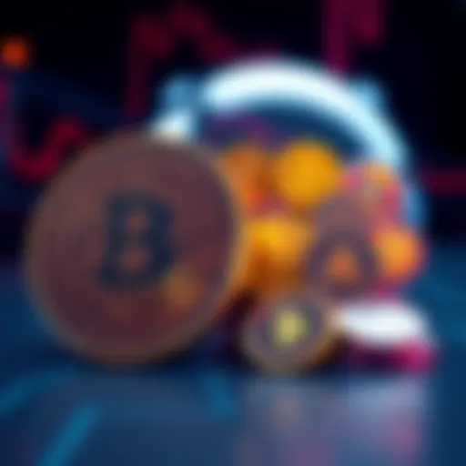 A graphic showing Bitcoin on one side and various altcoins on the other, highlighting competition in digital currency