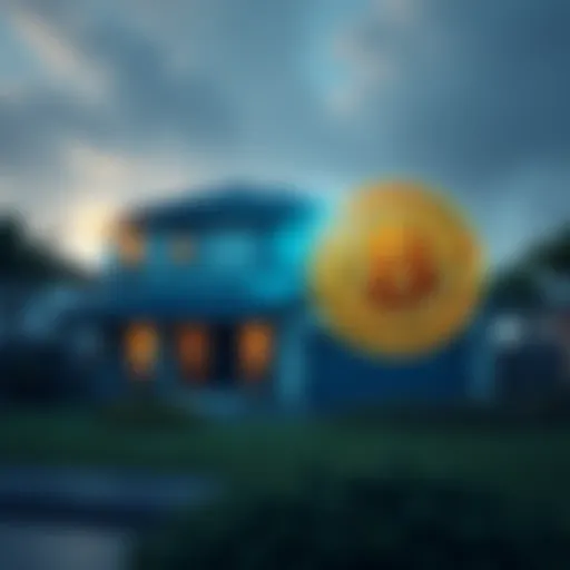 A house with a Bitcoin symbol overlay, representing a new mortgage option in Australia