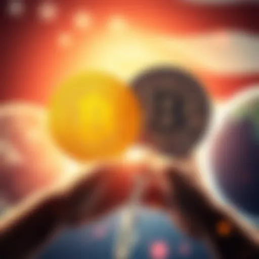 A graphic representation of Bitcoin and BCH logos with a background showing the concept of financial freedom.