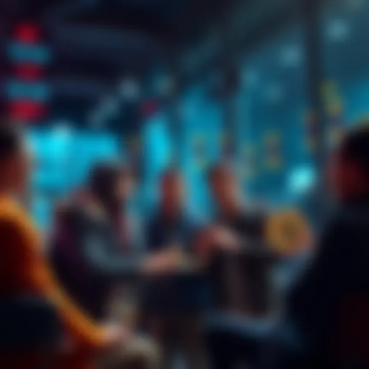 A group of people engaged in a conversation about Bitcoin, sharing insights and asking questions in a friendly atmosphere.