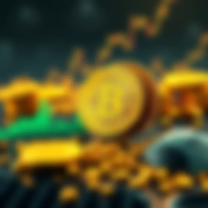A visual comparison of Bitcoin and gold, highlighting Bitcoin's rise in correlation with global money supply, featuring symbols of both assets and financial graphs.