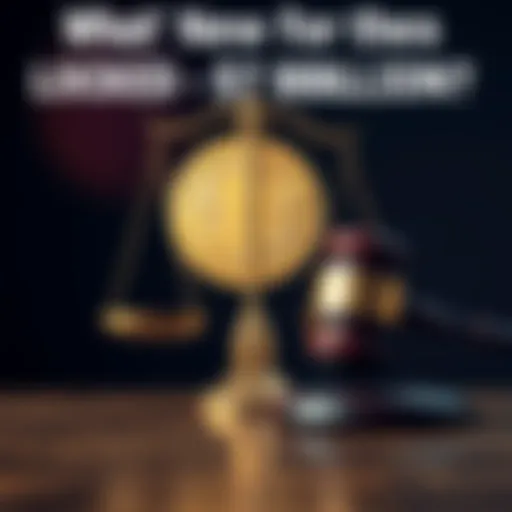 A Bitcoin symbol on one side of a scale and a gavel on the other, symbolizing legal proceedings over seized cryptocurrency.