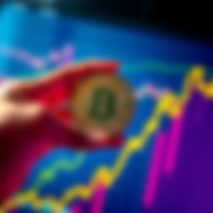 A person holding a Bitcoin symbol with a financial graph in the background, showing growth and opportunity