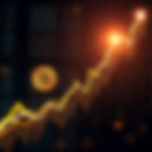 A graph showing Bitcoin's price fluctuations with a bright upward trend, symbolizing potential growth to $500K.