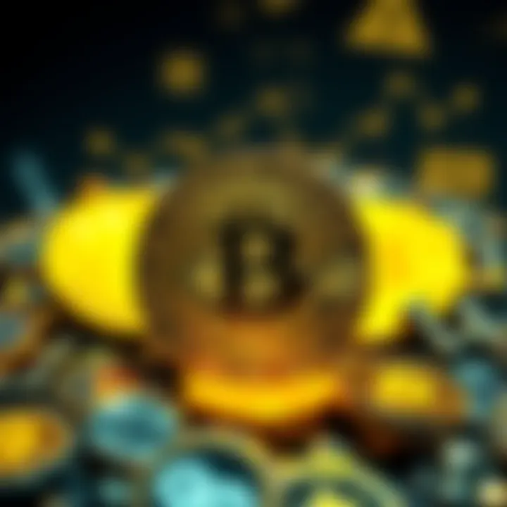 A visual comparison of Bitcoin represented as digital gold and various altcoins with utility features.