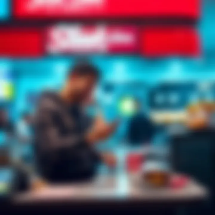 A customer making a Bitcoin transaction at a Steak 'n Shake counter with food items in view.