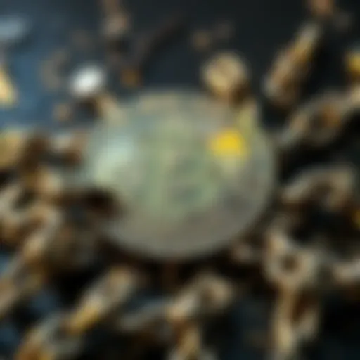 A Bitcoin logo surrounded by broken chains symbolizing its separation from other cryptocurrencies.