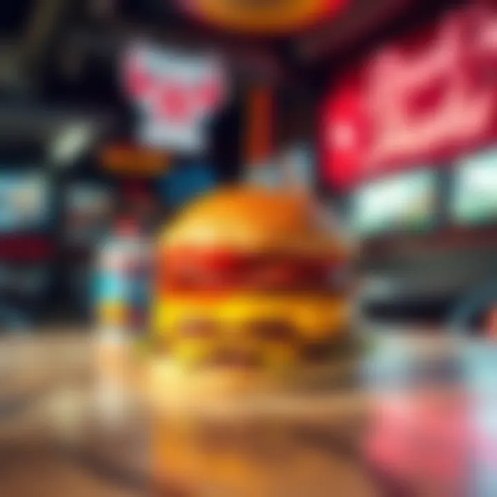The first photo of the Bitcoin Burger on a table at Steak 'n Shake, featuring a juicy burger with Bitcoin-themed packaging.