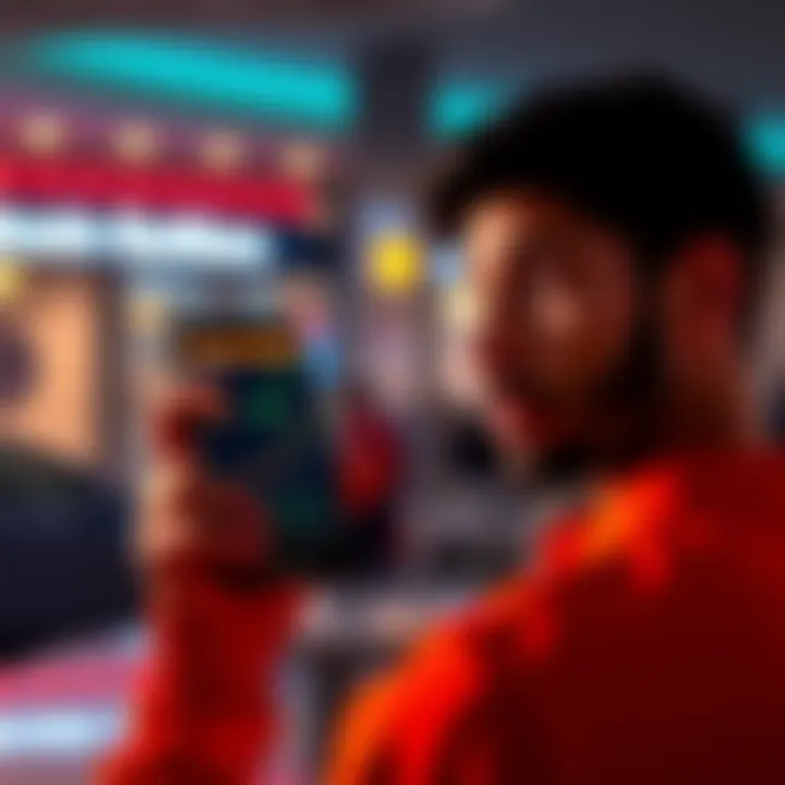 A person considering whether to buy Bitcoin now or wait for a price dip, shown with a smartphone displaying a Bitcoin chart.