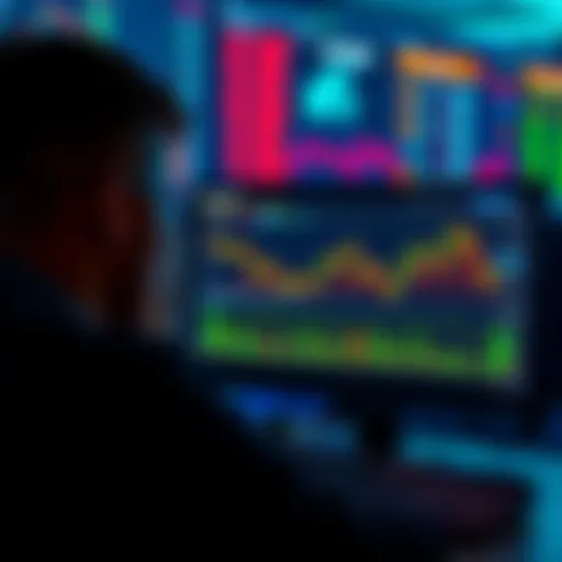 A person looking at a computer screen displaying Bitcoin Cash prices and market rates, with graphs indicating fluctuations
