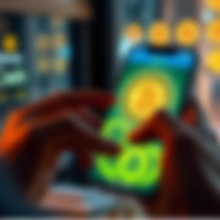 A person using a mobile wallet app to manage Bitcoin Cash, showing cash transfer screen with BCH symbols