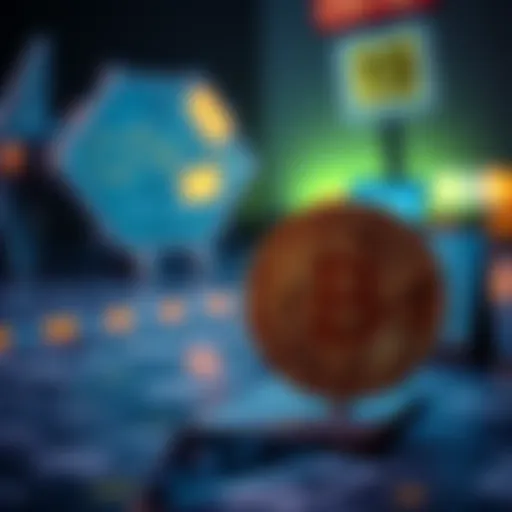 A Bitcoin symbol alongside a caution sign, representing the risks of investing in Bitcoin