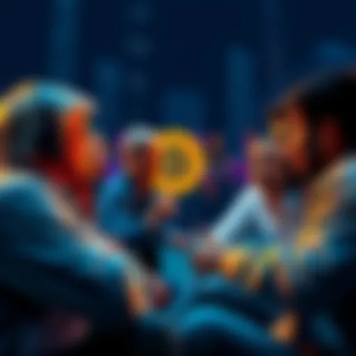 People engaged in a conversation about Bitcoin with diverse perspectives