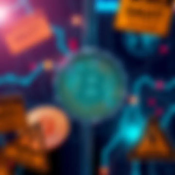 A graphic showing a digital representation of Bitcoin symbols with a question mark, surrounded by caution signs about value and environmental impact.