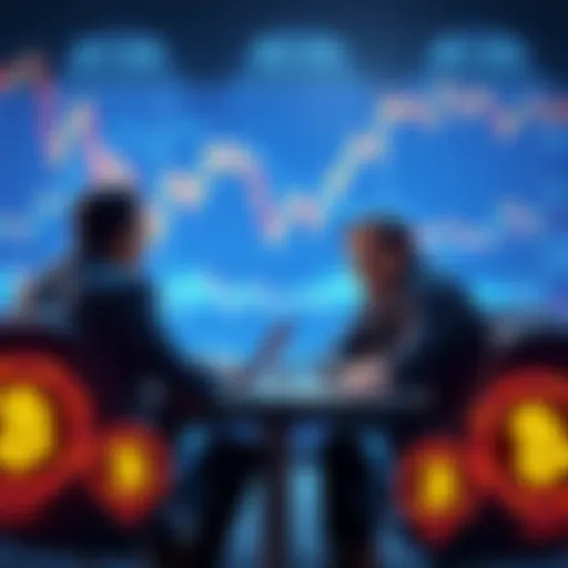 Crypto analysts discussing the slow Bitcoin market cycle with charts and graphs in the background.