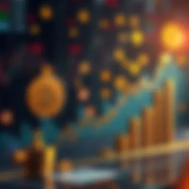 A graph showing Bitcoin's market dominance falling below 60%, with symbols of various altcoins rising in the background.