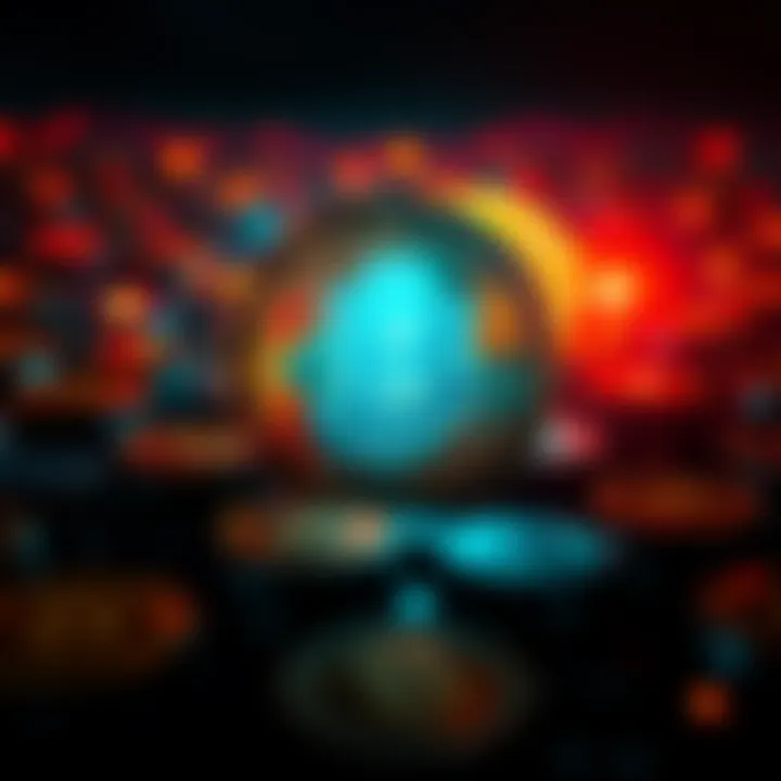Bitcoin symbol diminishing in brightness against a backdrop of clone cryptocurrencies