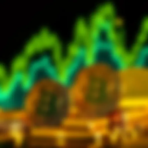 Visual representation of Bitcoin coins next to gold bars, illustrating the comparison as investment options.