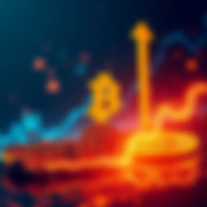 A rising Bitcoin price chart with upward trends and a bold prediction of future growth