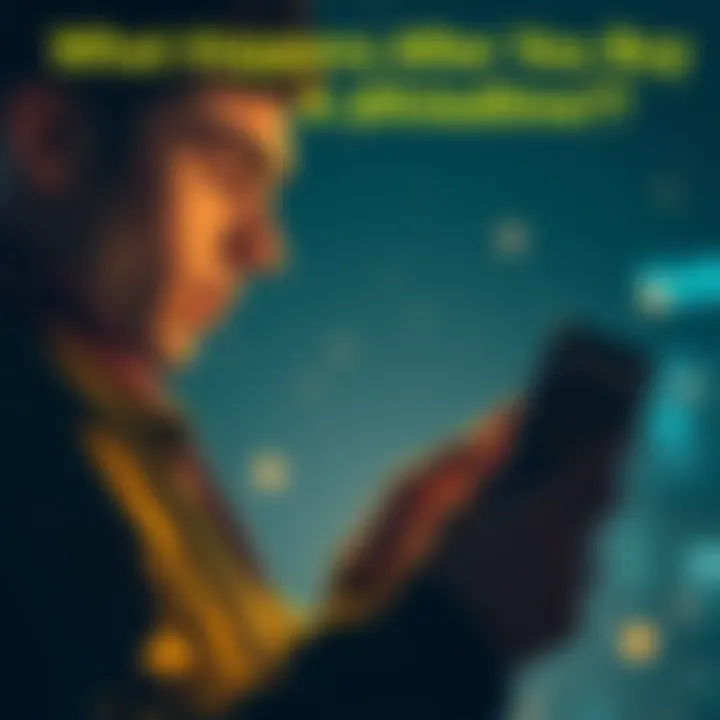 A person looking at a Bitcoin wallet on their phone while pondering financial decisions.