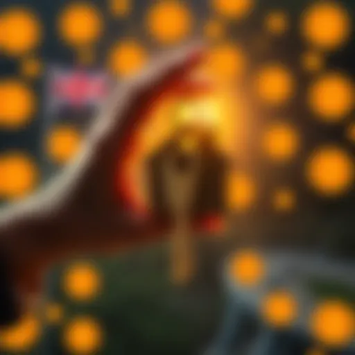 A person holding a house key with Bitcoin symbols in the background, representing Bitcoin-backed home loans in Australia.