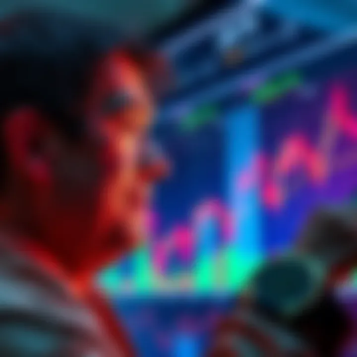A person looking at a chart showing Bitcoin prices with a hopeful expression, symbolizing potential investment gains before a bear market.