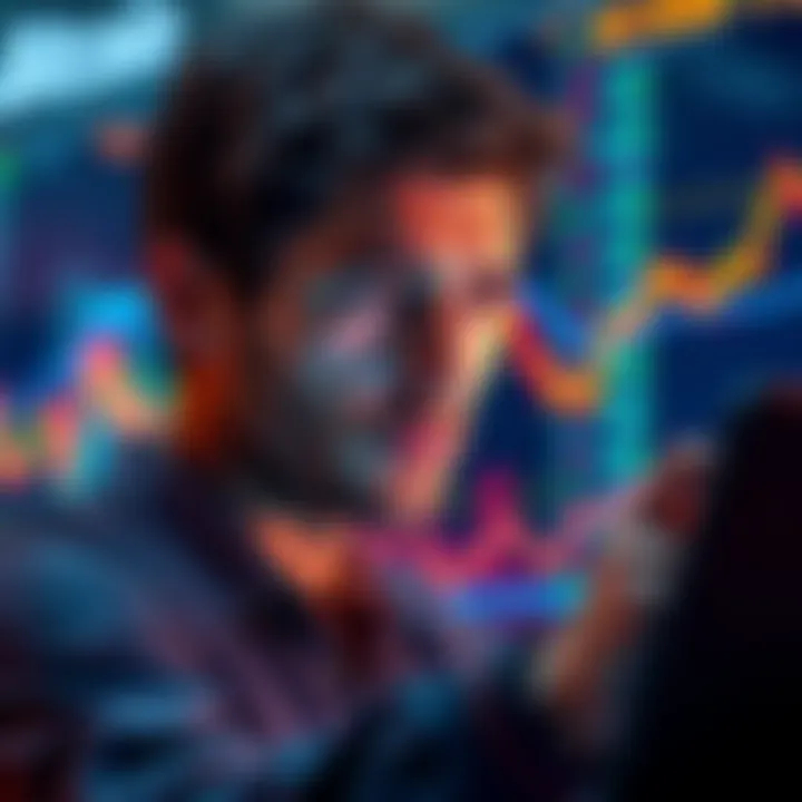 An investor looking at Bitcoin charts with a thoughtful expression, considering their investment strategy and future contributions.