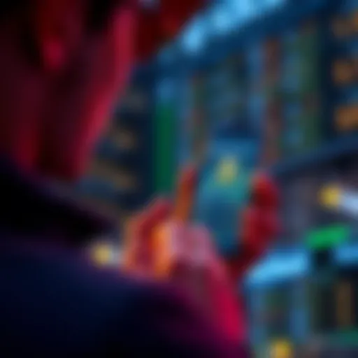 A person looking at their phone displaying Bitcoin prices with Robinhood app open, considering investment options.