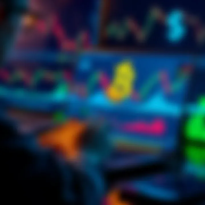 A person analyzing Bitcoin trends on a laptop screen with financial charts and graphs in the background, illustrating smart investing practices.
