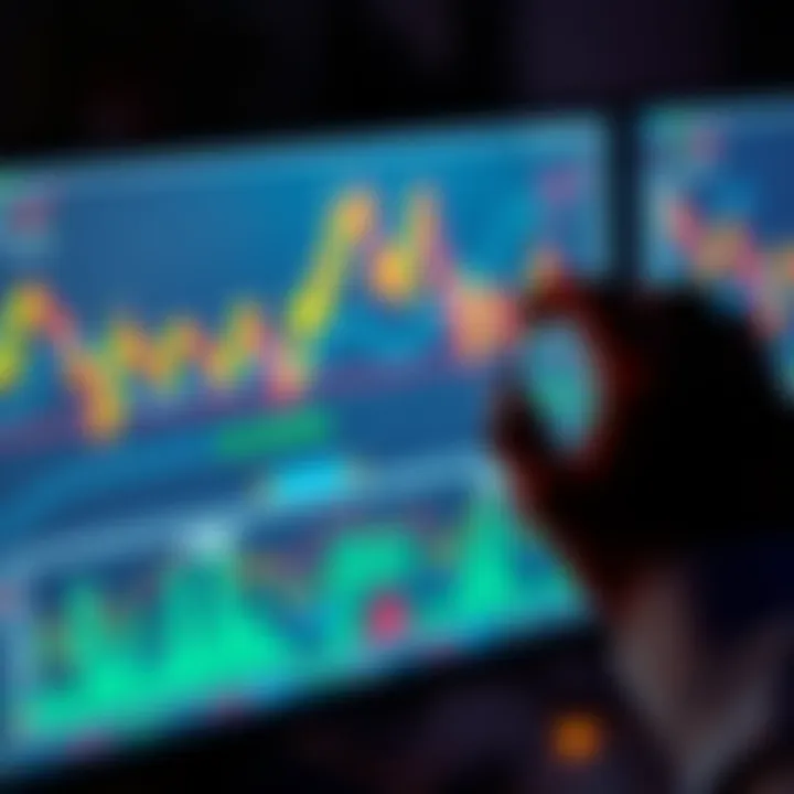 A person analyzing Bitcoin charts and graphs on a computer screen, showing trends and investment strategies related to dollar-cost averaging.