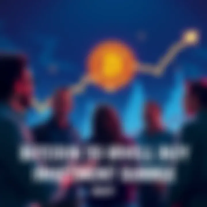 People excitedly discussing Bitcoin investment opportunities with a rising graph in the background.