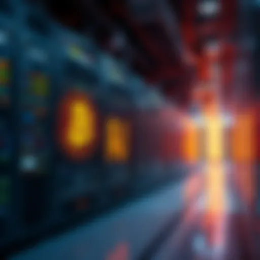 A Bitcoin mining facility with servers and an AI processing center, showcasing the integration of technology.