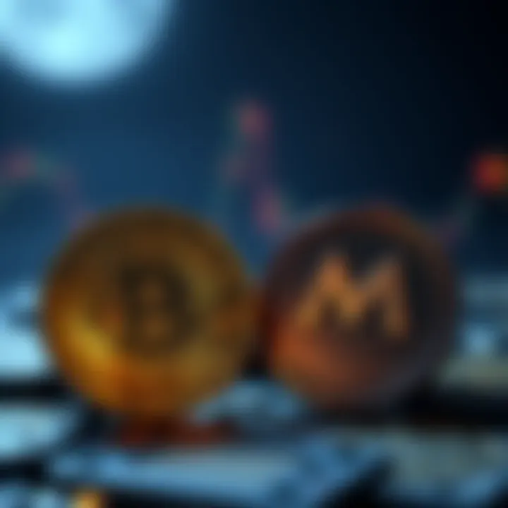 A visual representation contrasting Bitcoin with the MOON token, showing their logos and key features.