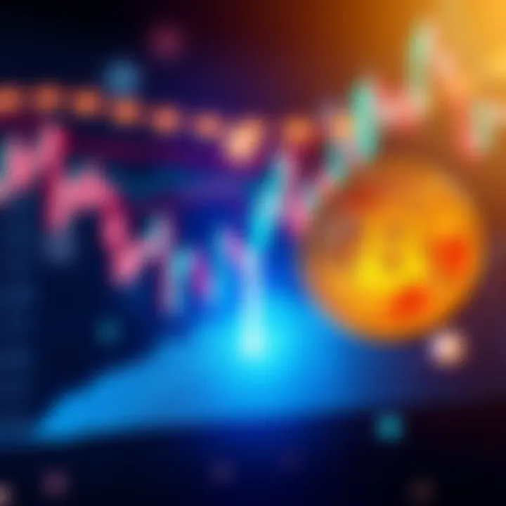 A chart showing Bitcoin's price trend with a downward arrow indicating a potential drop.