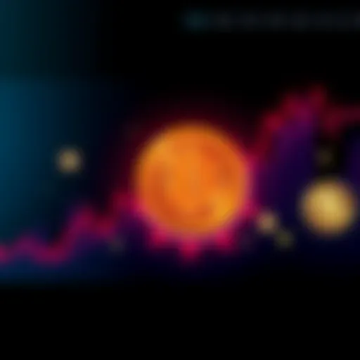 A graph showing Bitcoin's price trend with a target of one million dollars highlighted, alongside Bitcoin symbols and market analysis notes.