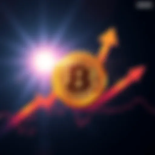 A graphic showing the Bitcoin logo surrounded by upward arrows, indicating a price increase and potential market shift.