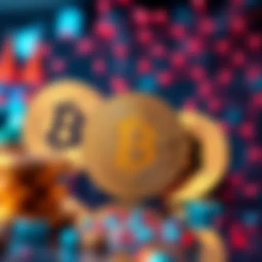 A visual of Bitcoin symbols with a representation of quantum computing elements, highlighting the link between cryptocurrency and advanced technology.