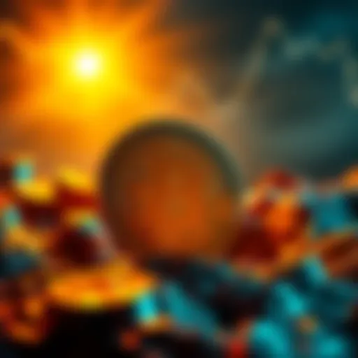 A glowing Bitcoin symbol representing financial stability and reliability against a backdrop of failing cloud services like AWS.