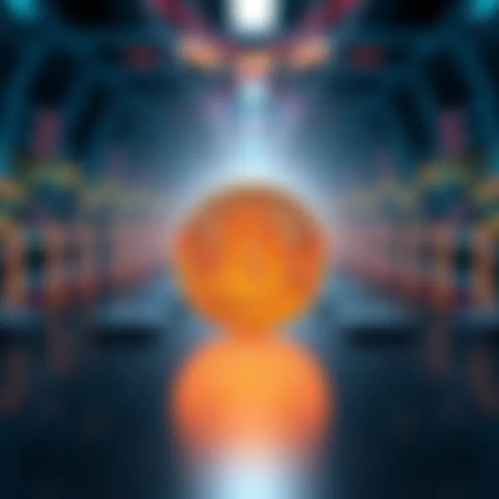 Bitcoin logo with a secure digital network Bitcoin logo in front of a digital network symbolizing resilience during AWS outage