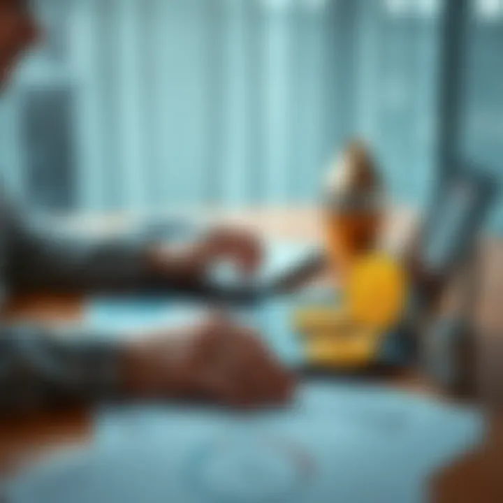 A person calculating Bitcoin investment for retirement with a laptop and financial documents on a table